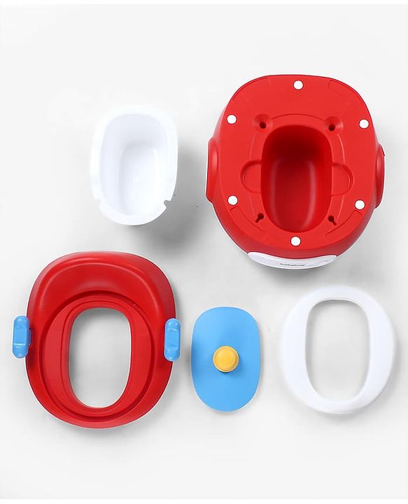 Babyhug 3-in-1 Potty Chair and Toilet Training Seat - Blue & Red| Step Stool| Toilet Seat| Removable Potty Pot| Anti-Slip Pads| Supportive Handles| Splash Guard| Suitable for 1-5 Years Boys & Girls