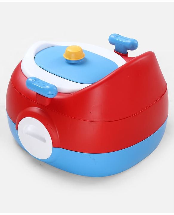 Babyhug 3-in-1 Potty Chair and Toilet Training Seat - Blue & Red| Step Stool| Toilet Seat| Removable Potty Pot| Anti-Slip Pads| Supportive Handles| Splash Guard| Suitable for 1-5 Years Boys & Girls