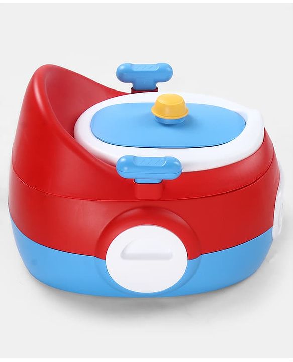 Babyhug 3-in-1 Potty Chair and Toilet Training Seat - Blue & Red| Step Stool| Toilet Seat| Removable Potty Pot| Anti-Slip Pads| Supportive Handles| Splash Guard| Suitable for 1-5 Years Boys & Girls