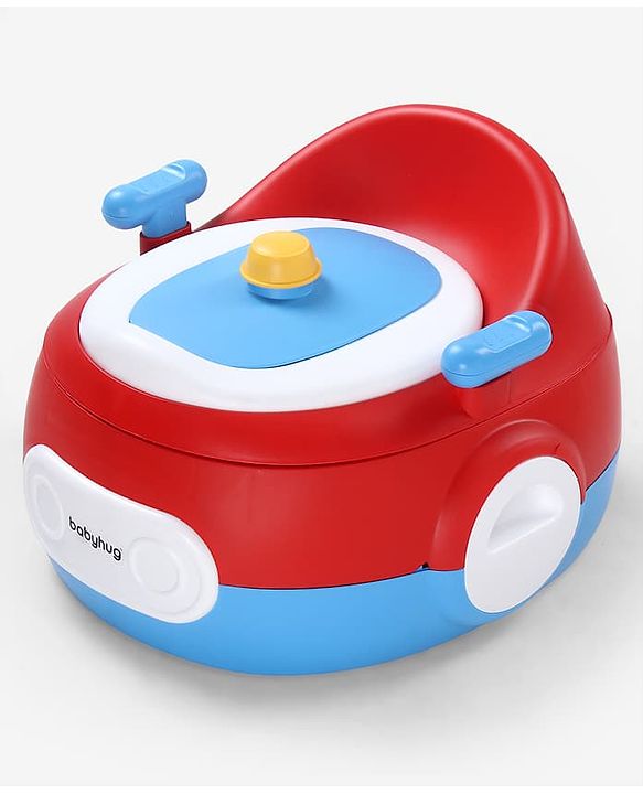 Babyhug 3-in-1 Potty Chair and Toilet Training Seat - Blue & Red| Step Stool| Toilet Seat| Removable Potty Pot| Anti-Slip Pads| Supportive Handles| Splash Guard| Suitable for 1-5 Years Boys & Girls