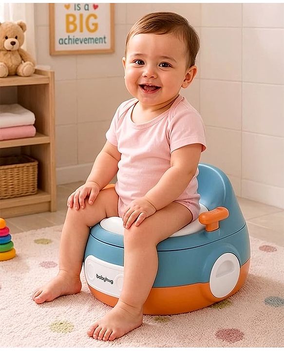 Babyhug 3-in-1 Potty Chair and Toilet Training Seat - Blue & Red| Step Stool| Toilet Seat| Removable Potty Pot| Anti-Slip Pads| Supportive Handles| Splash Guard| Suitable for 1-5 Years Boys & Girls