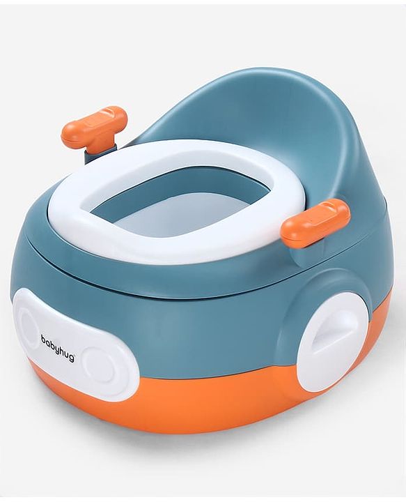 Babyhug 3-in-1 Potty Chair and Toilet Training Seat - Blue & Red| Step Stool| Toilet Seat| Removable Potty Pot| Anti-Slip Pads| Supportive Handles| Splash Guard| Suitable for 1-5 Years Boys & Girls