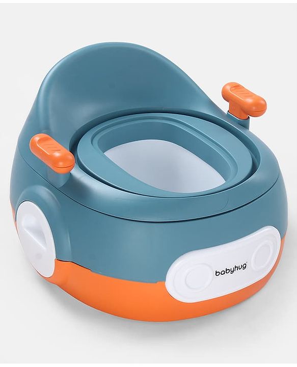Babyhug 3-in-1 Potty Chair and Toilet Training Seat - Blue & Red| Step Stool| Toilet Seat| Removable Potty Pot| Anti-Slip Pads| Supportive Handles| Splash Guard| Suitable for 1-5 Years Boys & Girls