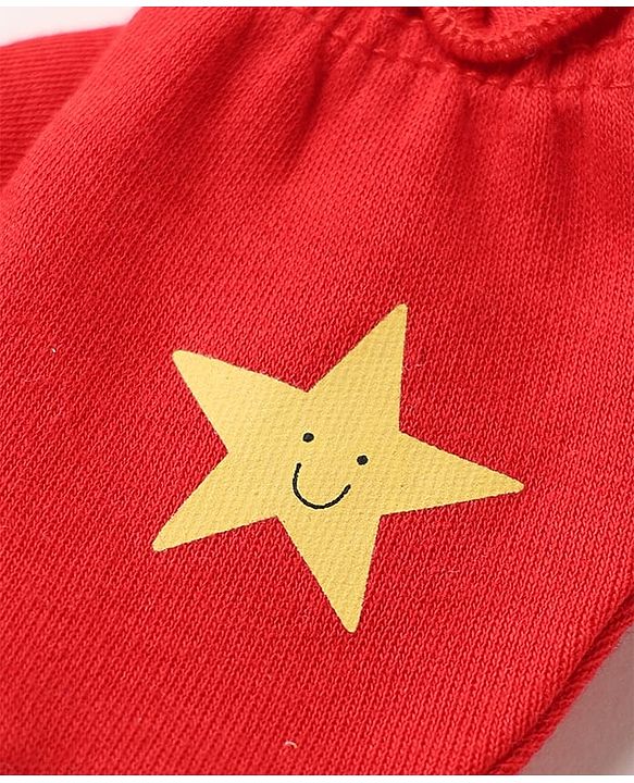 Babyhug 100% Cotton Interlock Knit Striped Mittens With Star Print Pack of 3 - Yellow Red White