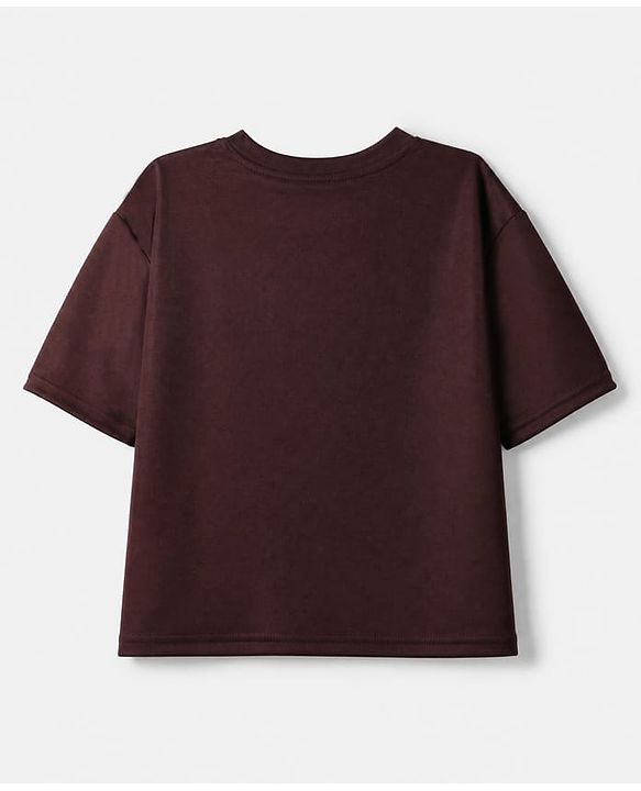 Pine Active Knit Drop Shoulder Half Sleeves T-Shirt - Brown