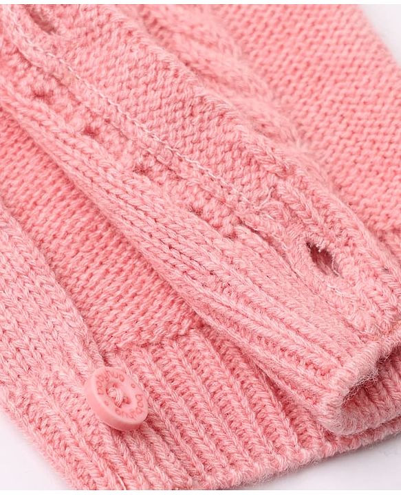 Babyhug Knit Full Sleeves Winter Wear Romper - Pink