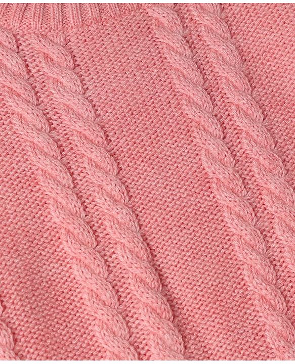 Babyhug Knit Full Sleeves Winter Wear Romper - Pink