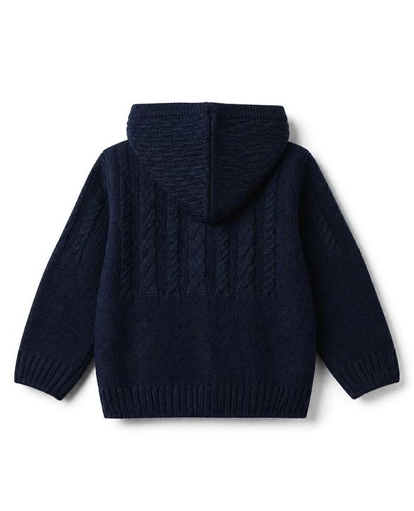 Babyhug Knit Front Open Sweaters with Full Sleeves and Cable Knit Pattern in Navy Blue for 9-12 Months