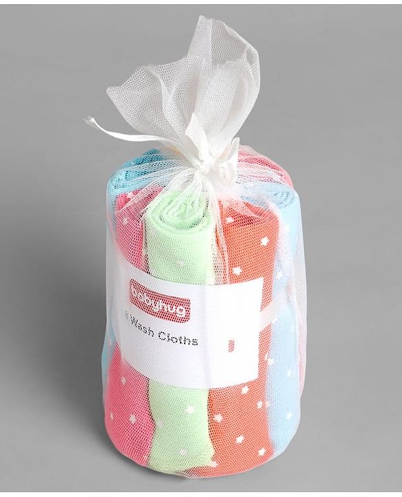 BABYHUG COTTON KNIT TERRY HAND AND FACE TOWEL PACK OF 8
