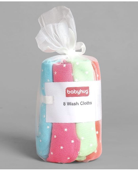 BABYHUG COTTON KNIT TERRY HAND AND FACE TOWEL PACK OF 8
