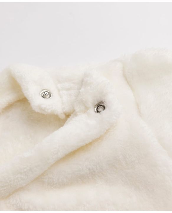 Babyhug Velour Knit Full Sleeves T-Shirt & Pajama Winter Night Suit - White & Blue
