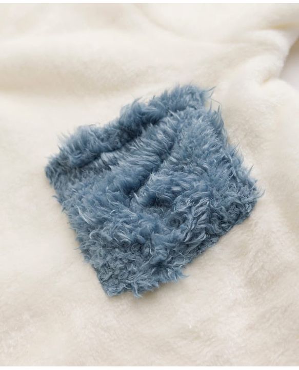 Babyhug Velour Knit Full Sleeves T-Shirt & Pajama Winter Night Suit - White & Blue