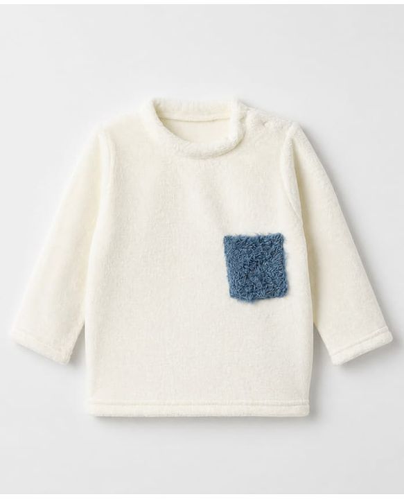 Babyhug Velour Knit Full Sleeves T-Shirt & Pajama Winter Night Suit - White & Blue