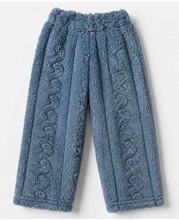 Babyhug Velour Knit Full Sleeves T-Shirt & Pajama Winter Night Suit - White & Blue