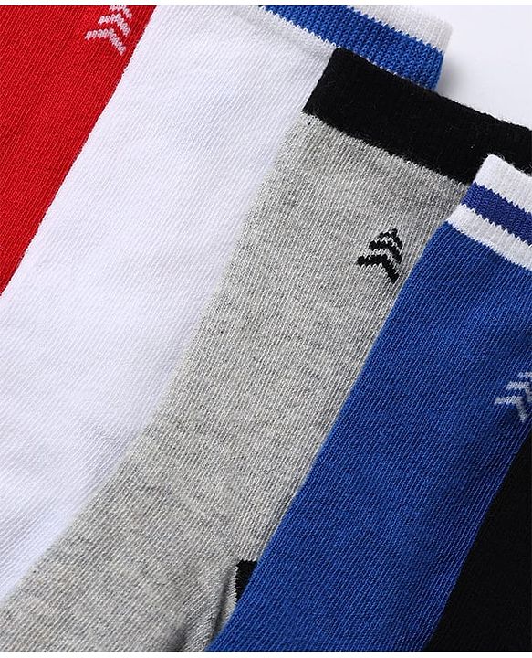 Pine Kids Cotton Mix Knit Socks With Pine Kids Text & Ankle Length Pack Of 5 In Blue