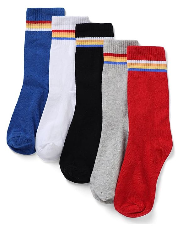 Pine Kids Knit Solid Socks Pack of 5 in Blue