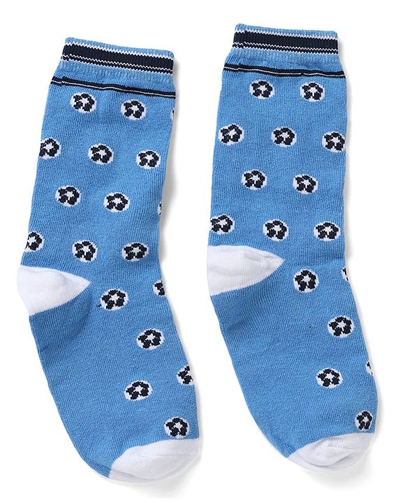 Pine Kids Cotton Mix Knit Calf Length Socks with Play & Cool Text Pack of 3 In Blue