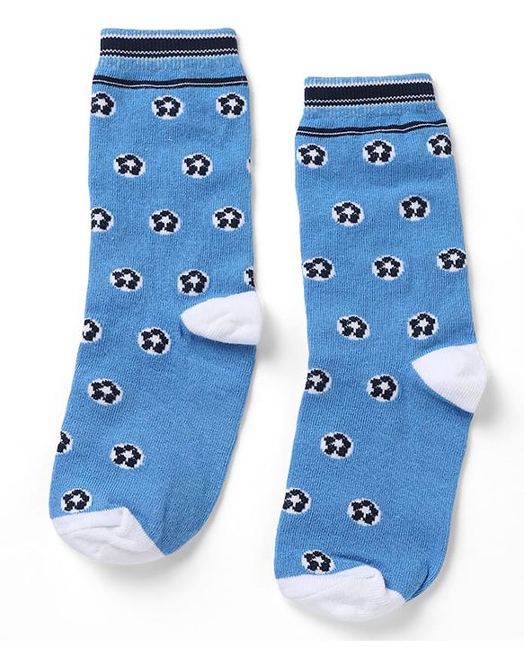 Pine Kids Cotton Mix Knit Calf Length Socks with Play & Cool Text Pack of 3 In Blue