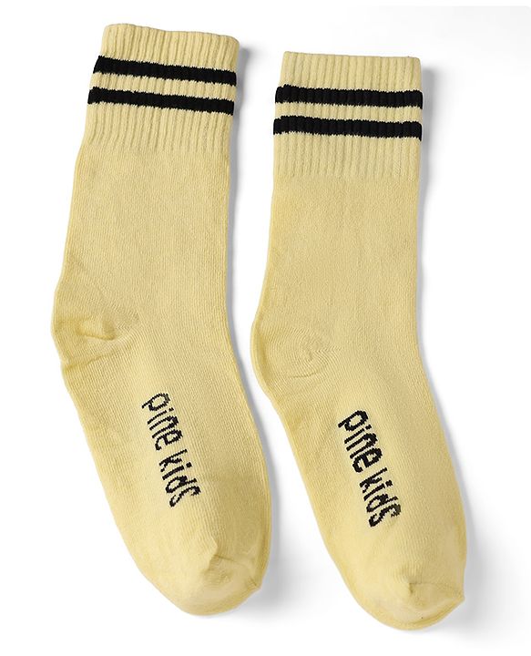 Pine Kids Cotton Knit Ankle Length Socks With Logo Design Set Of 3 - Light Blue, Black & Cream
