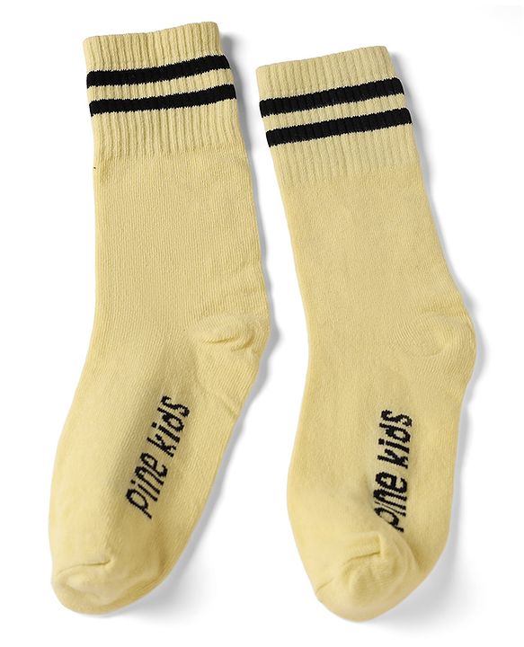 Pine Kids Cotton Knit Ankle Length Socks With Logo Design Set Of 3 - Light Blue, Black & Cream