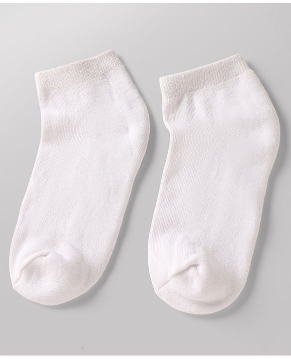 Pine Kids Cotton Knit Ankle Length Solid Socks Set Of 3 - White