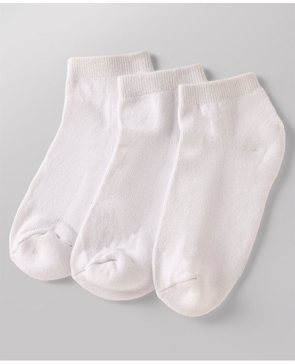 Pine Kids Cotton Knit Ankle Length Solid Socks Set Of 3 - White