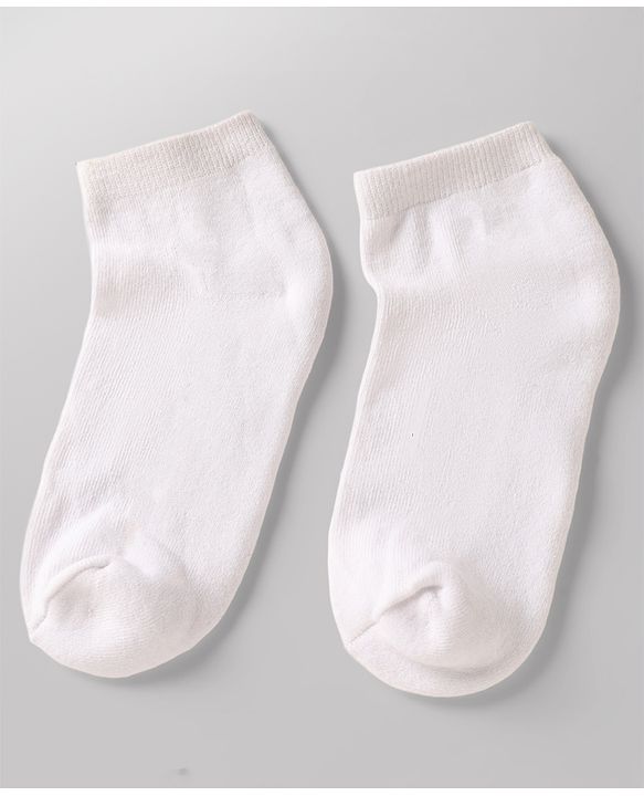Pine Kids Cotton Knit Ankle Length Solid Socks Set Of 3 - White