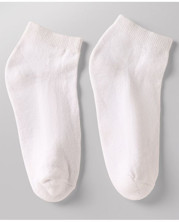 Pine Kids Cotton Knit Ankle Length Solid Socks Set Of 3 - White