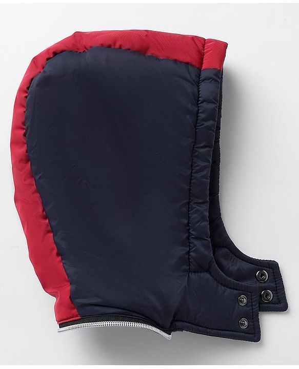 Babyhug Woven Padded Quilted Winter Full Sleeves Hooded Jacket with Soccer Ball Print - Red & Navy Blue