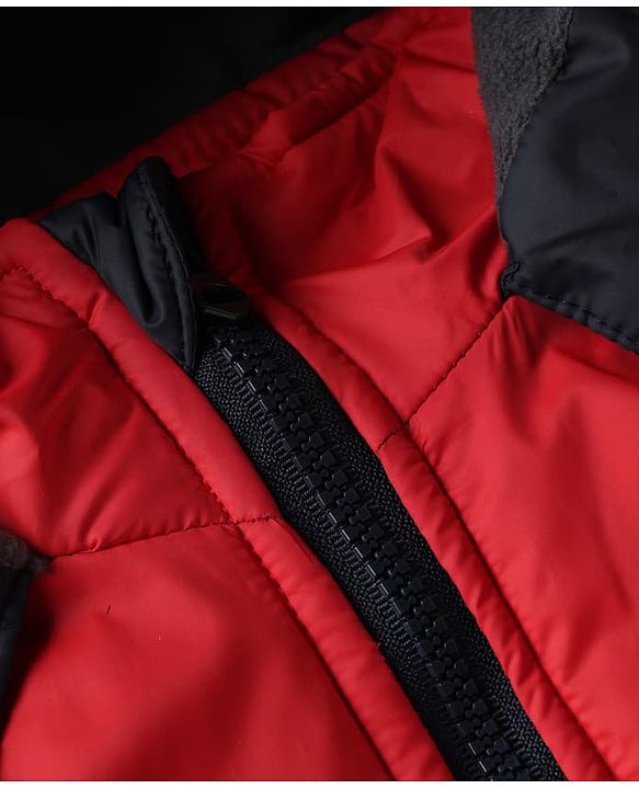 Babyhug Woven Padded Quilted Winter Full Sleeves Hooded Jacket with Chicago 23 Team Captain Print - Red & Navy Blue
