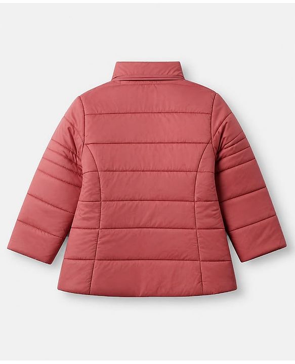Babyhug Woven Padded Quilted Hooded Winter Jacket with Full Sleeves and Stars Print - Dark Pink