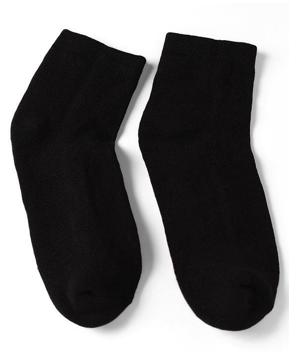 Pine Kids Cotton Knit Ankle Length Solid Socks Set of 3 - Black