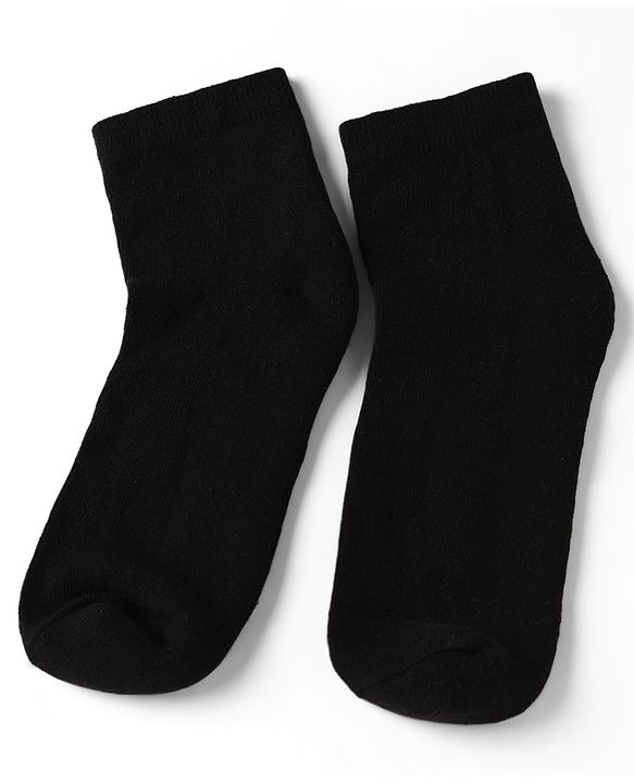 Pine Kids Cotton Knit Ankle Length Solid Socks Set of 3 - Black