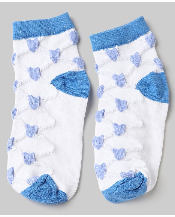 Pine Kids Cotton Knit Ankle Length Socks With Heart Design Pack of 5 - Orange, Red, Blue, Yellow & Green