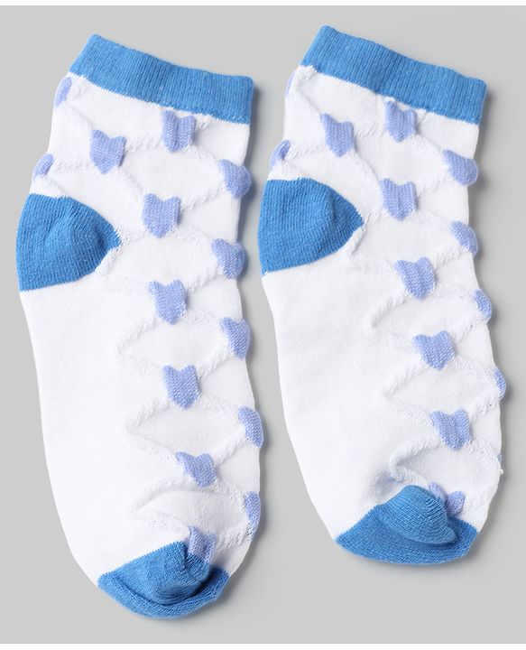 Pine Kids Cotton Knit Ankle Length Socks With Heart Design Pack of 5 - Orange, Red, Blue, Yellow & Green