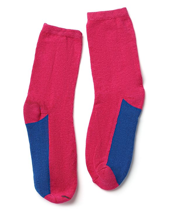 Pine Kids Cotton Knit Mid Calf Length Socks With Bow Applique Pack of 2 - Light Pink & Red