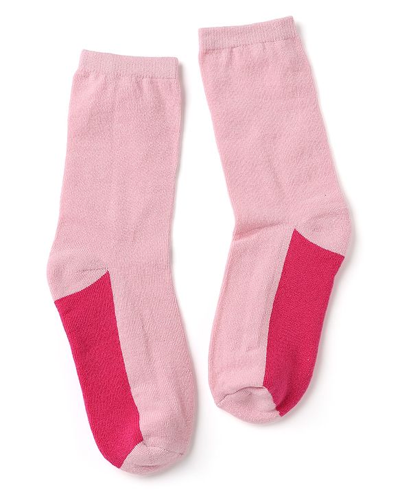 Pine Kids Cotton Knit Mid Calf Length Socks With Bow Applique Pack of 2 - Light Pink & Red