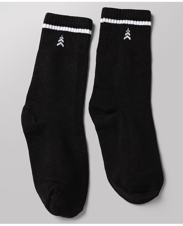 Pine Kids Cotton Knit Ankle Length Striped Socks Set Of 3 - White & Black