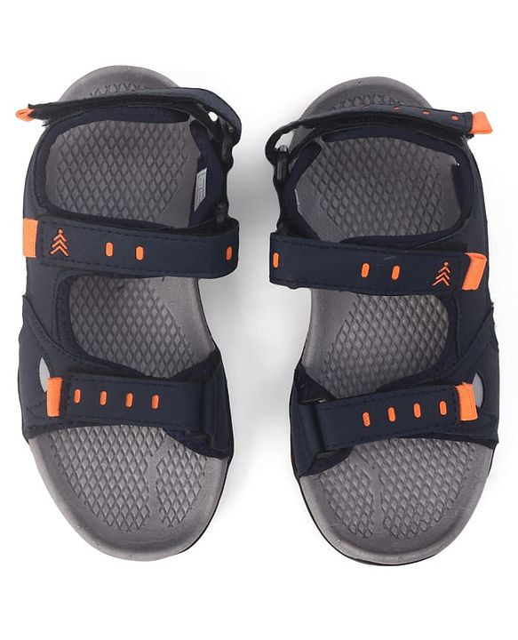 Pine Kids PU Velcro Closure Sandals with Logo Print - Blue