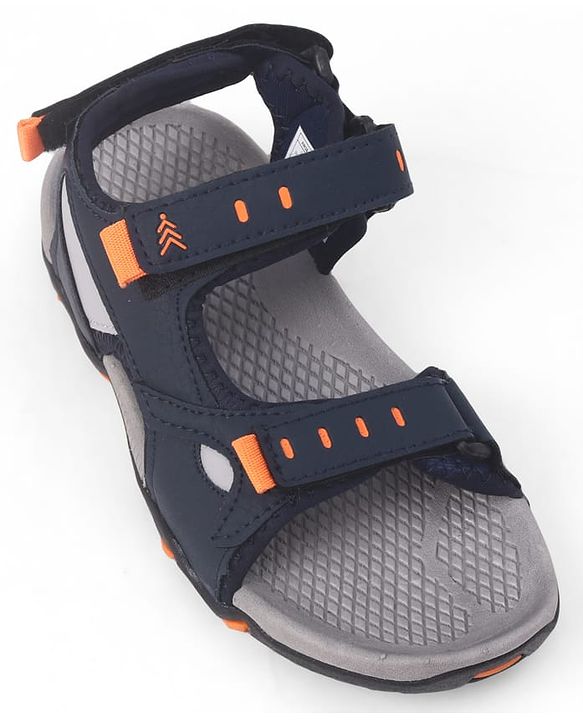 Pine Kids PU Velcro Closure Sandals with Logo Print - Blue