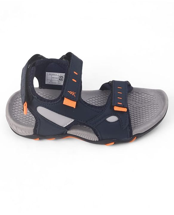 Pine Kids PU Velcro Closure Sandals with Logo Print - Blue