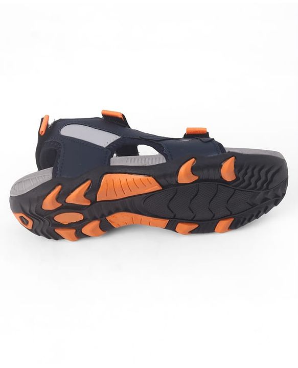 Pine Kids PU Velcro Closure Sandals with Logo Print - Blue