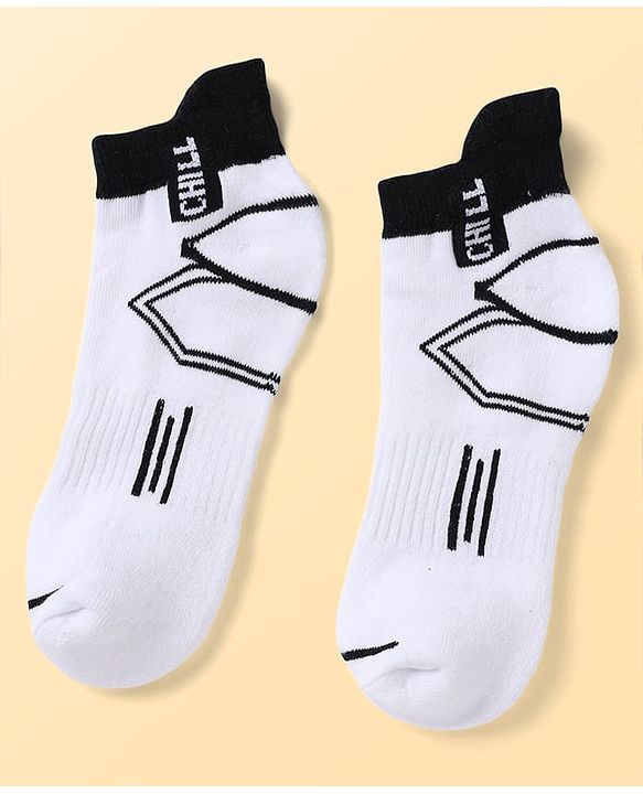 Pine Kids Knit Ankle Length Socks Chill Play & Fun Text in White Pack of 3