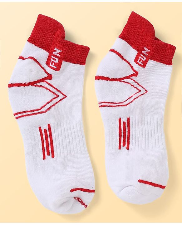Pine Kids Knit Ankle Length Socks Chill Play & Fun Text in White Pack of 3