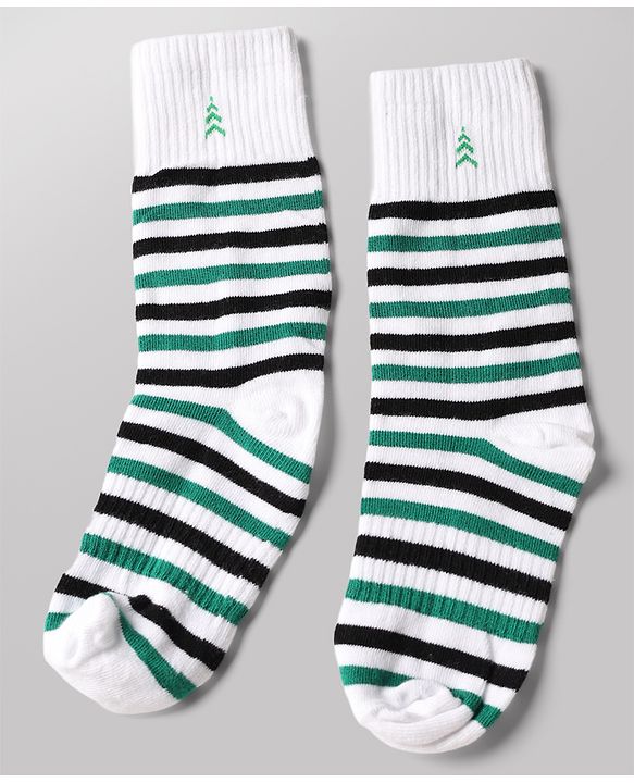 Pine Kids Cotton Knit Ankle Length Striped Socks Set Of 3 - White & Black