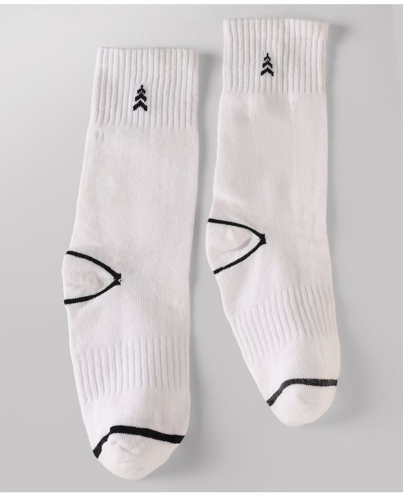 Pine Kids Cotton Knit Ankle Length Striped Socks Set Of 3 - White & Black