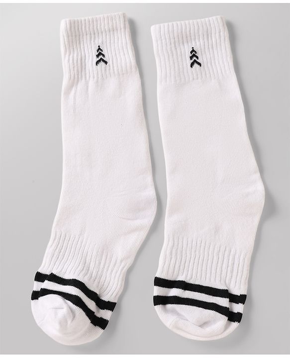 Pine Kids Cotton Knit Ankle Length Striped Socks Set Of 3 - White & Black