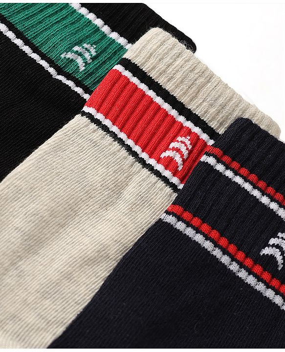 Pine Kids Cotton Knit Ankle Length Socks Set Of 3 - Black & White