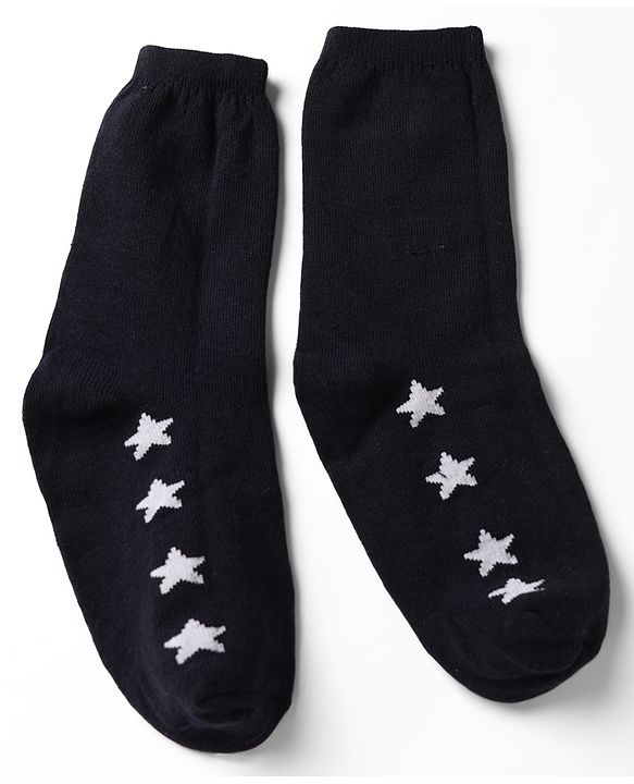 Pine Kids Cotton Knit Ankle Length Striped Socks With Star Print Set Of 5 - Black, Red & Grey