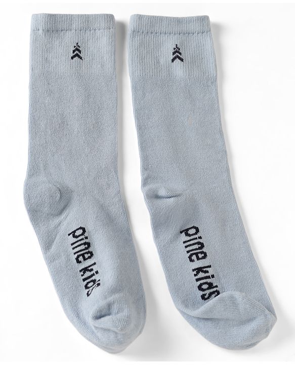Pine Kids Cotton Knit Below Knee Length Socks With Logo Design Set Of 3 - Black, Grey & Cream